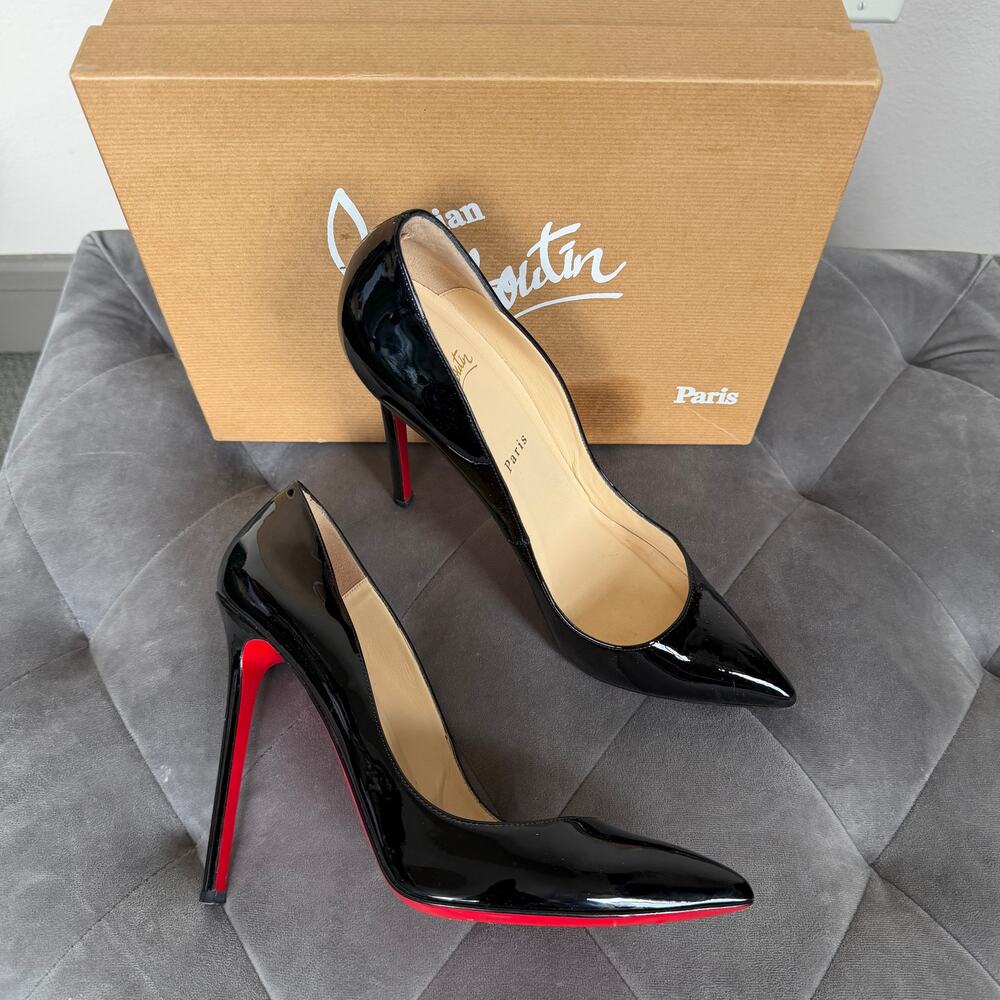 Christian Louboutin Pigalle 120 Black Patent Pumps Size 40.5 - Picture 1 of 16